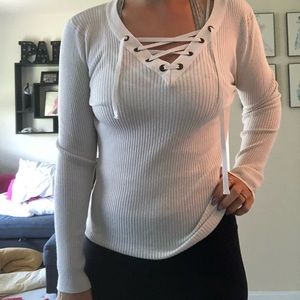 Long sleeve lace up front shirt